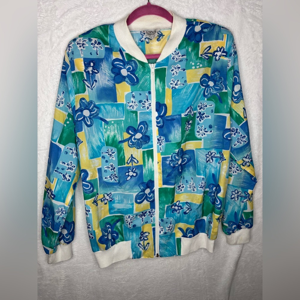 Vintage Cricket Lane Floral Women's Windbreaker Festival Jacket | Size 14